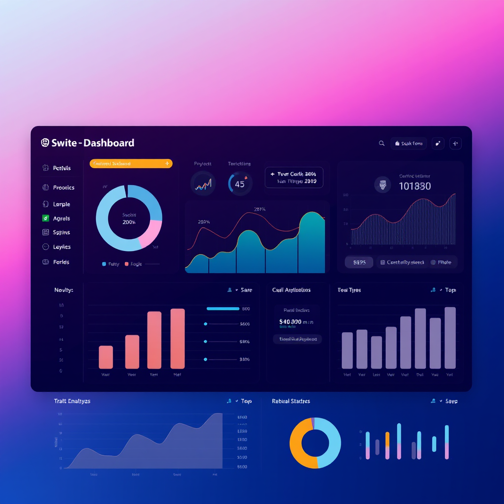 Kaasaegne pilvetarkvara dashboard koos reaalajas analüütika, graafikute ja KPI näitajatega väikeettevõtte jaoks